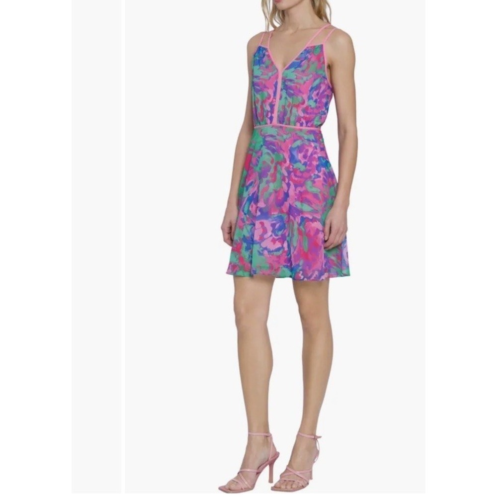 #185 Scrappy  Chiffon Mini Dress Donna Morgan For Nagy Size 4